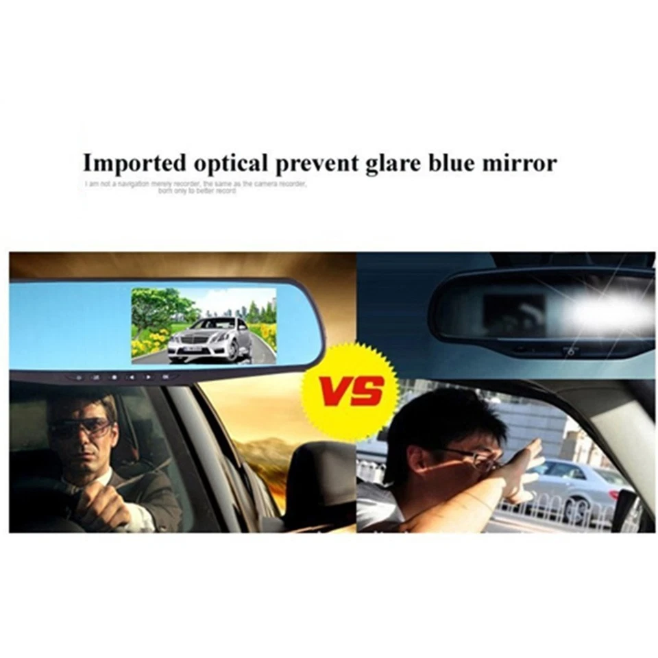Car DVR Rear View Mirror Video Recroder 4.3" inch Back Up Car Camera Dual Len... - Image 2 of 4