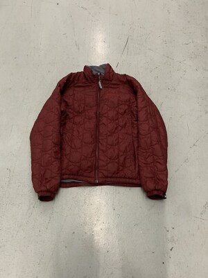 Marmot Fleece Lined Down Jacket Womens LARGE Burgundy Zip Up Puffer Coat 