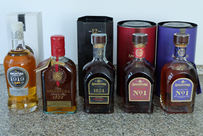 Angostura Rum - 5 Flaschen - No 1 First Fill Bourbon Cask 1. Ed +   Raritäten  