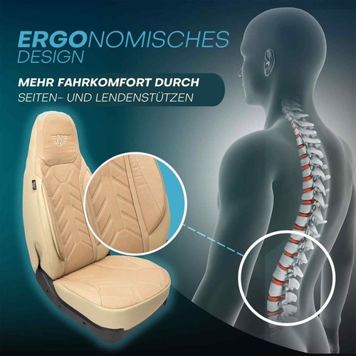 Fundas de asiento de cuero Pilot adecuadas para Chevrolet Matiz 2 (beige) | 2x delanteras APOL505 - Imagen 5 de 11