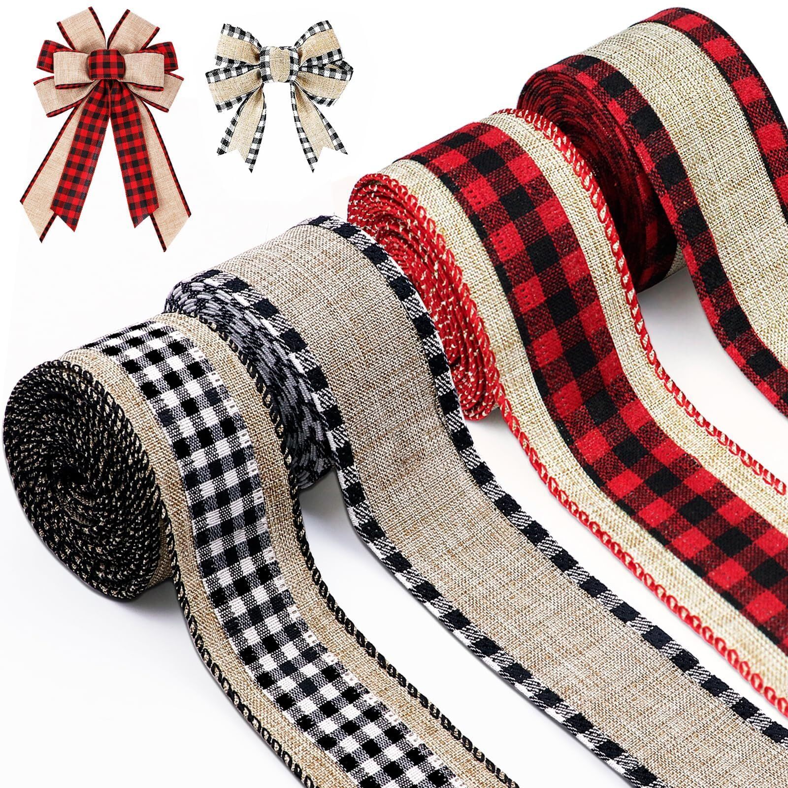 4 Rolls 12Yd Buffalo Plaid Ribbon 1.5