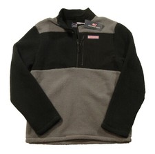 Vineyard Vines Men's Gray Harbor Block Stillwater Sherpa 1/2 Zip Pullover Jacket