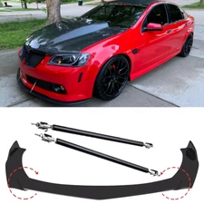 Front Bumper Lip Spoiler /Splitter Strut Rods Glossy For Pontiac GTO G8