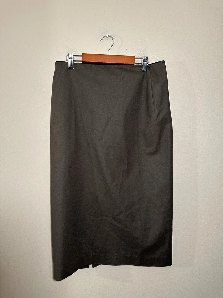 Falda lápiz Lafayette 148 New York para mujer talla 6 marrón algodón elástico dividido carrera Foto 2 de 4