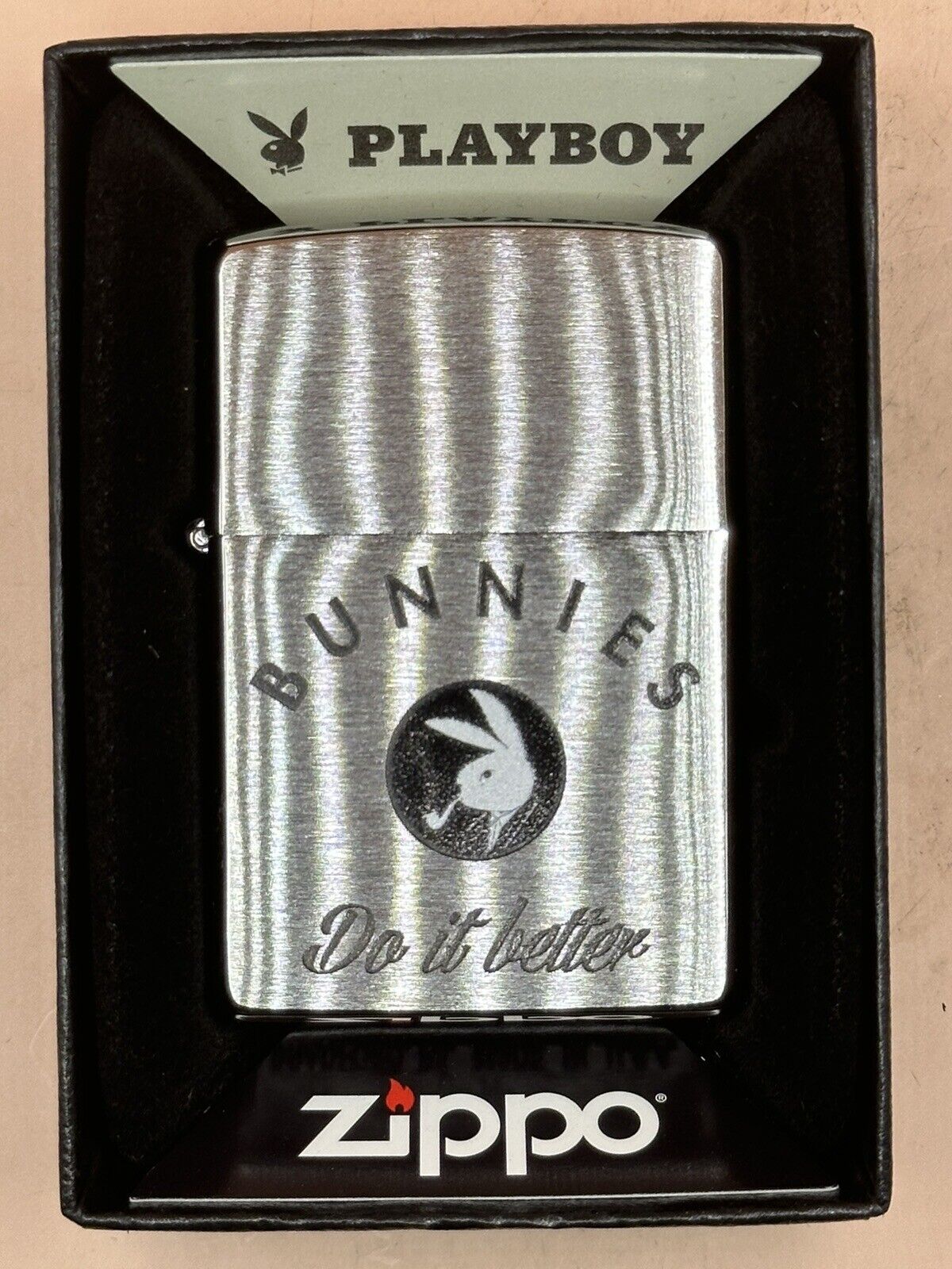 Playboy Bunnies “Do it Better” Logo Zippo Lighter NEW In Box Rare