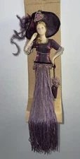 2001 PUTTING ON THE RITZ Victorian 10” Purple Fringe Lady Xmas Ornament In Box