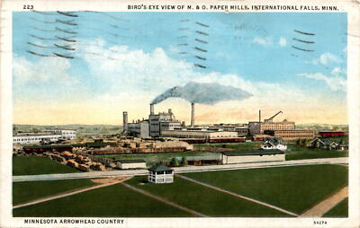 M. & O. PAPER MILLS, INTERNATIONAL FALLS, MINN, MINNESOTA Postcard