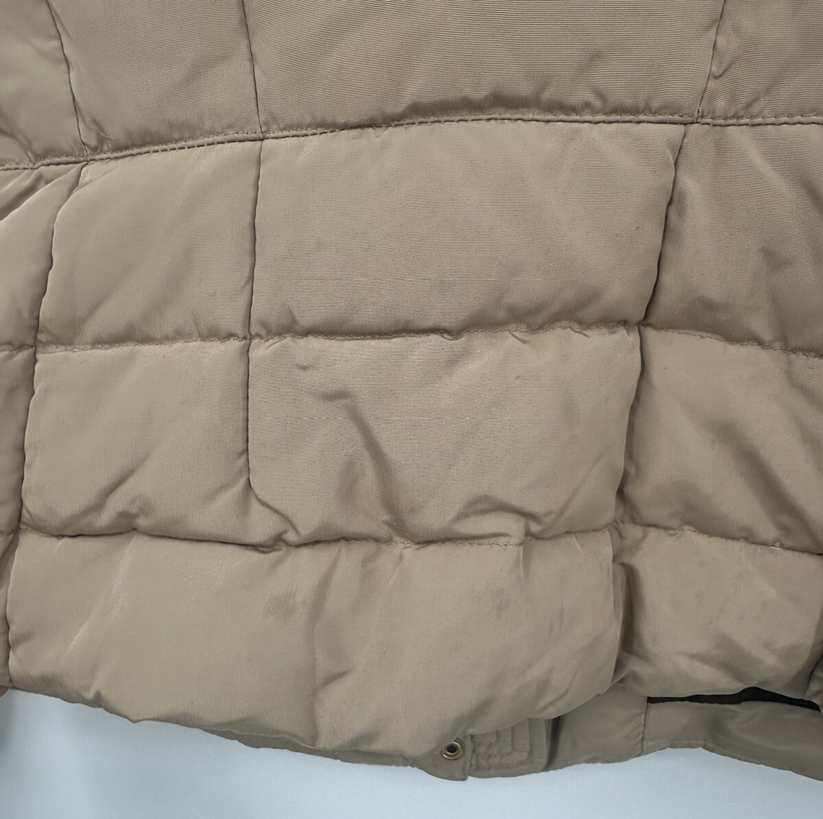 Zara Basic Tan Full Zip Goose Down Belted Collar Puffer Coat