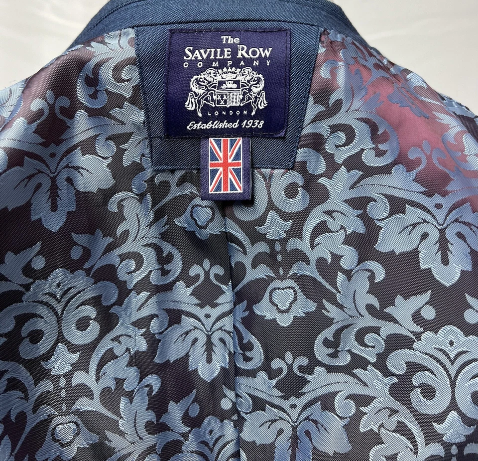 Chaqueta Blazer Abrigo Deportivo Savile Row Brixton Para Hombre 40S Calce Ajustado Azul 2 Botones Foto 4 de 4