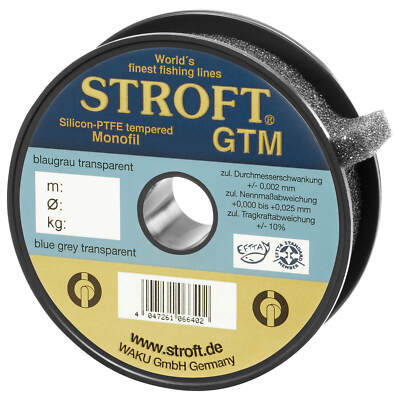 STROFT GTM Monofile Angelschnur 200m - TÜV-zertifizierte Nr.1 | Blaugrau Transparent 0,120mm