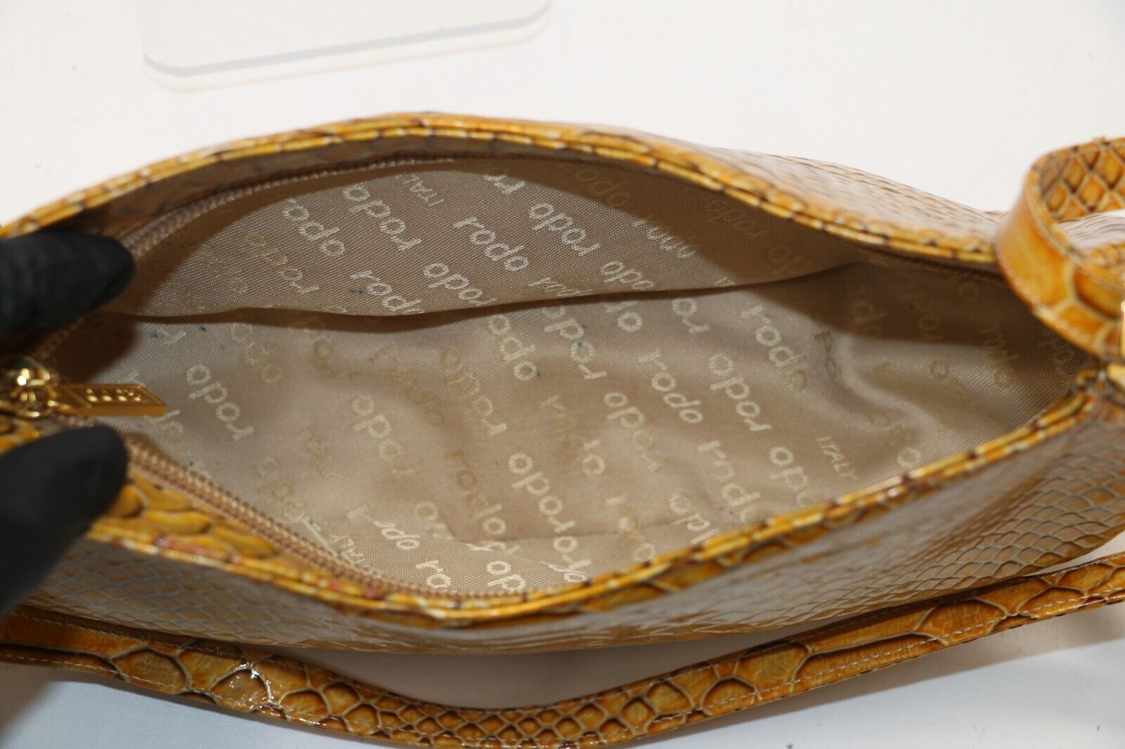 Rodo Snakeskin Handbag Clutch - Yellow - image 9
