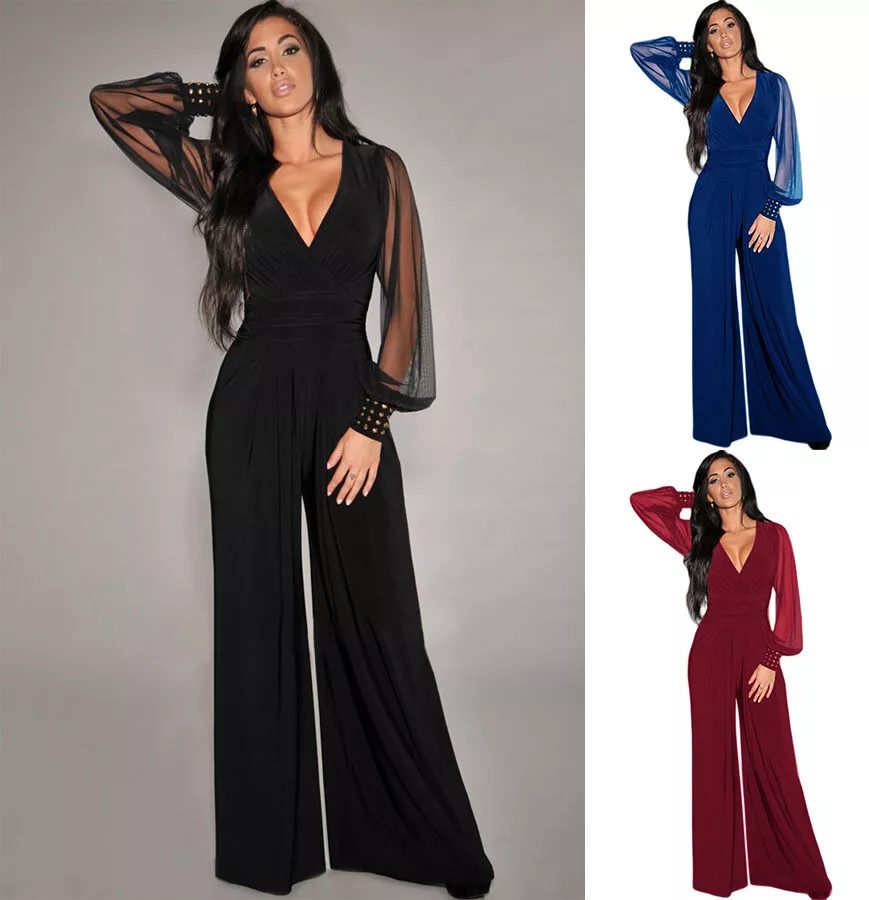 Tuta Donna Elegante Tute Intere Sposa Cerimonia o Damigella Party Sera Ballo