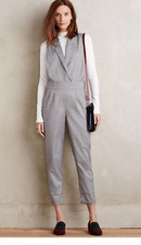 NWT Anthropologie Harlyn Riley Tailored Jumpsuit Glen Plaid Gray L Ret 148