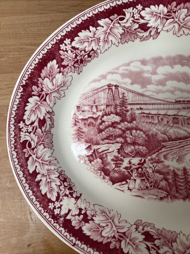 Vintage Homer Laughlin Currier & Ives Suspension Bridge Niagara Falls Platter - Bild 5 von 8