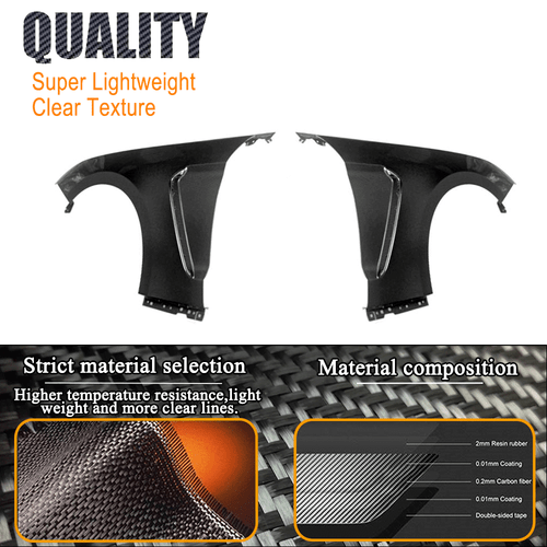 Fit For Ford Mustang 2018-2023 Real Carbon Exterior Side Fender Vent Cover Trim - Picture 7 of 9