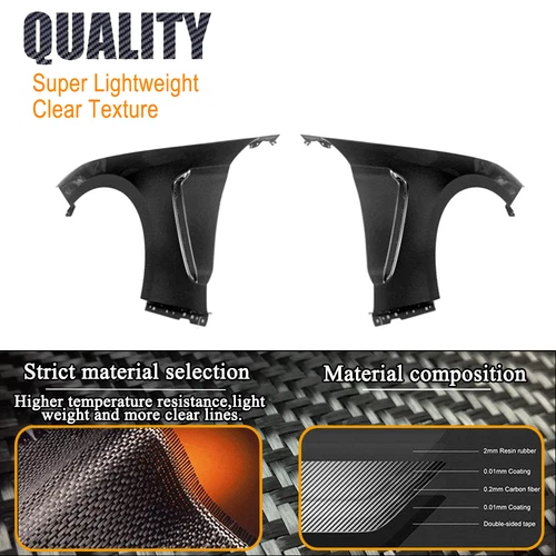 Cubierta de ventilación delantera para guardabarros exterior lateral carbono real apta para Mustang 2018-2023 - Imagen 5 de 10