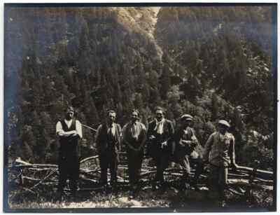 Challant Valle d' Aosta Group of men Alpine landscape Silver photo 1921 S1032