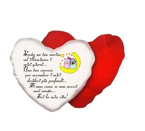 Cuscino Bianco Rosso Forma Cuore Scritta Poesia Amore San Valentino Innamorati Ebay