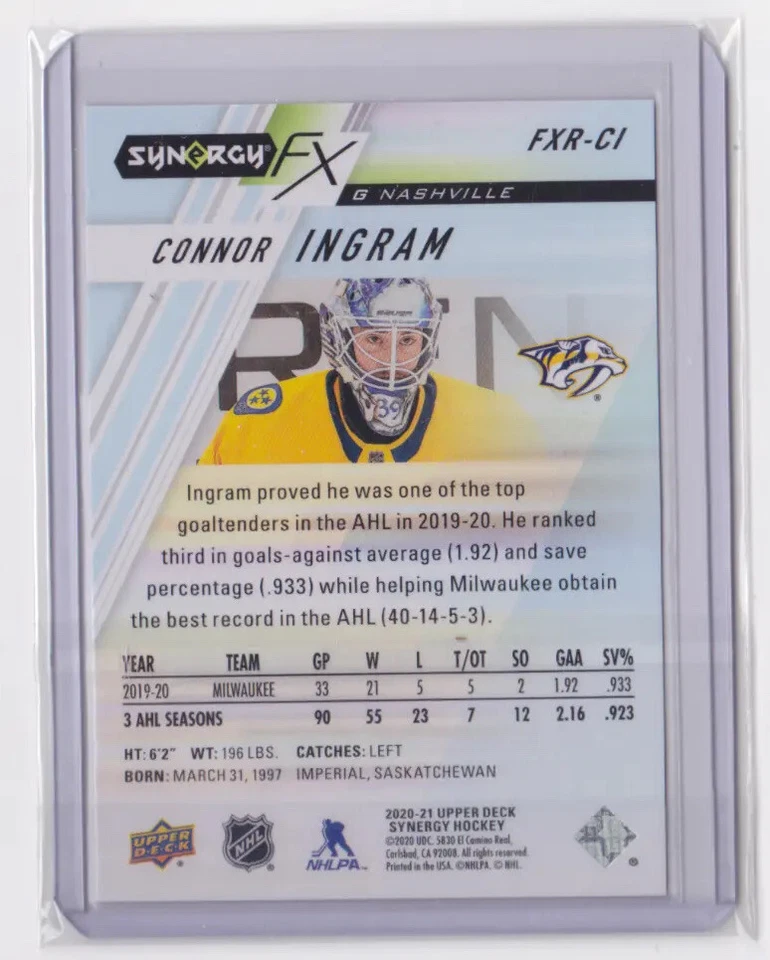 2020-21 UD SYNERGY FX ROOKIE PURPLE SP 31/349 CONNOR INGRAM #FXR-CI PREDATORS - Image 2 of 2