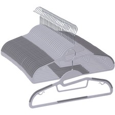 50 Pack Plastic Hangers Non-Slip Standard 0.2" Thick Clothes Hangers w/Hook Gray