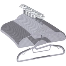 50 Pack Plastic Hangers Non-Slip Standard 0.2" Thick Clothes Hangers w/Hook Gray