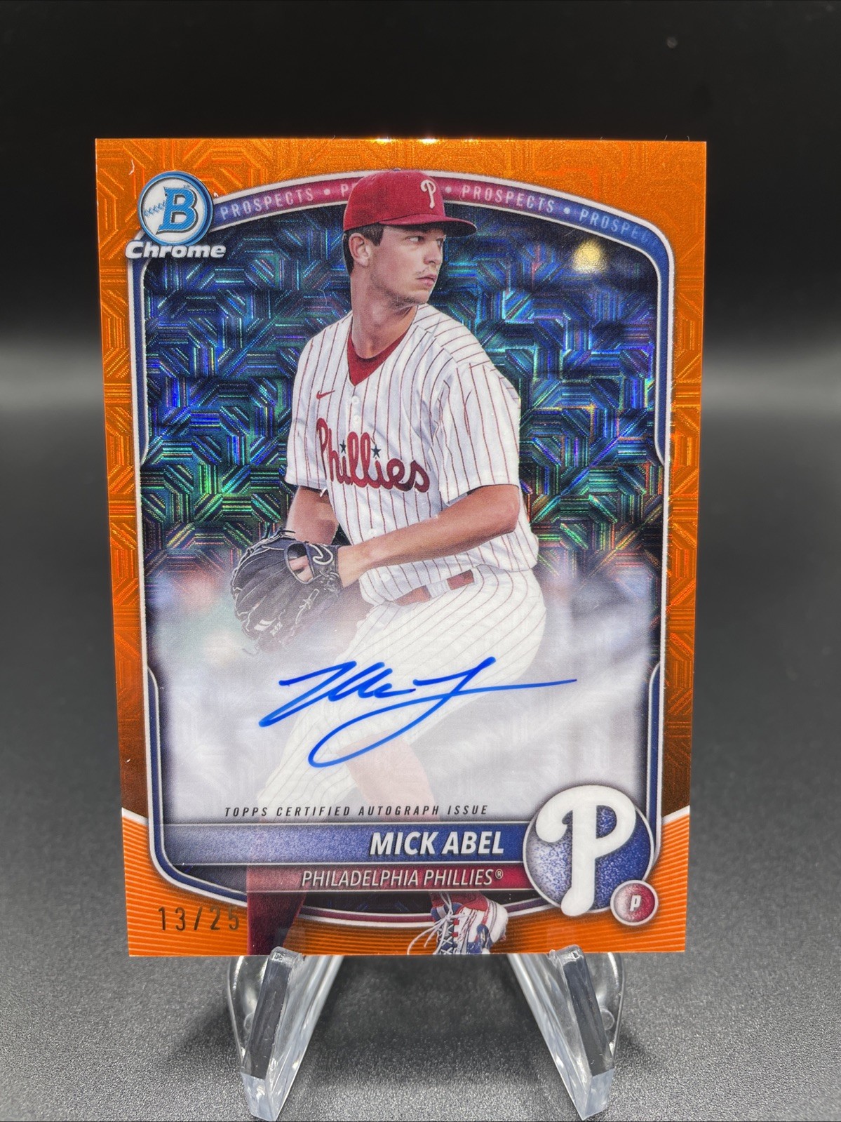 2025 Bowman Chrome Mick Abel Orange Mojo Auto /25