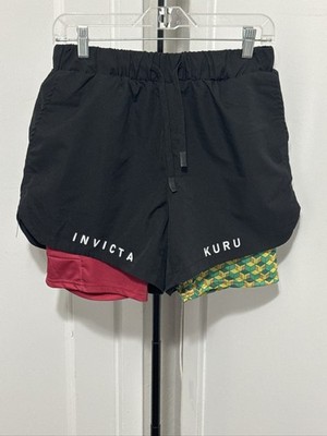 Invicta Kuru Anime Double Layer Performance Shorts Mens M Black Red Green