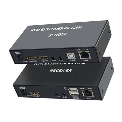 KVM Extender 4K 120m HDMI USB Ethernet Cat5e/6 Audio Tastatur Maus