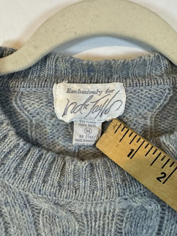 Suéter Vintage Lord And Taylor 100% Lana Shetland Azul Claro Foto 3 de 4