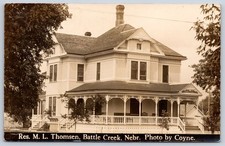 ML Thomsen House BATTLE CREEK Nebraska RPPC Antique Coyne Photo Postcard 1912