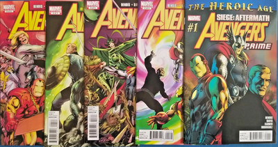 AVENGERS PRIME  COMPLETE SET 1-5  THE HEROIC AGE  MARVEL  2010  NICE!!!
