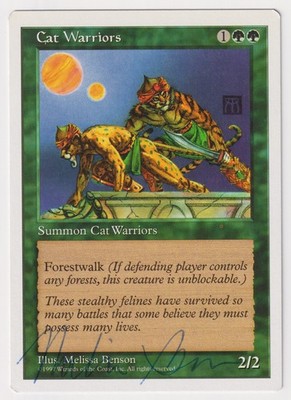 Blue Signed Cat Warriors LP 5th Edition Artist Melissa A. Benson 1997 MTG Magic!