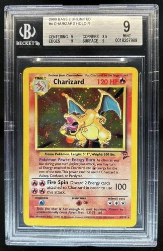2000 Pokemon Set 2 Charizard Holo #4/130 BGS 9