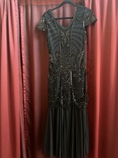 1920s Flapper Sequin Women Bodycon Long Formal Prom Bridesmaid Party Gown Small