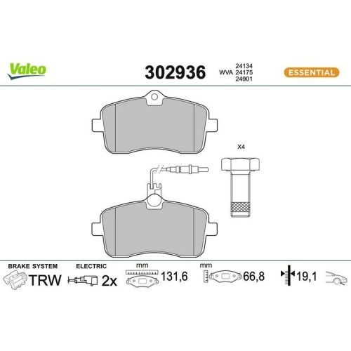 1X Bremsbelagsatz, Scheibenbremse Valeo 302936 Passend FüR CitroËN Peugeot-image
