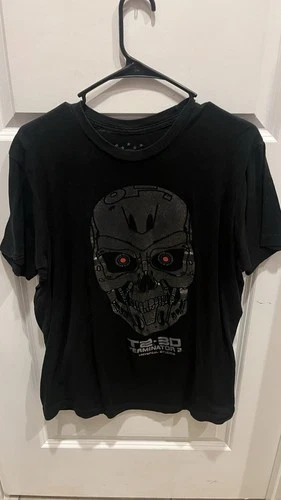 Rare Universal Studios Florida Terminator T2-3D Tshirt L Metallic Skull