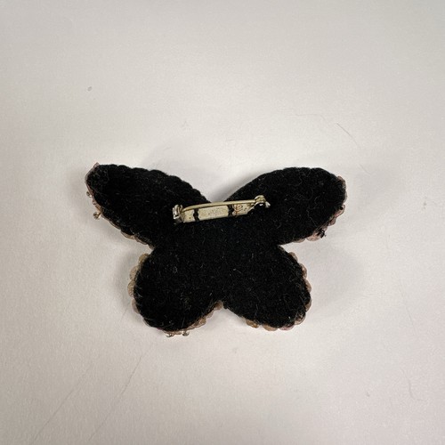 Vintage Antique Sequin Butterfly Stuffed Fabric Pin or Brooch 3" Wide - Picture 4 of 5