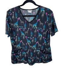 Scrubstar giraffe print scrub top dentist nurse medical women s medium