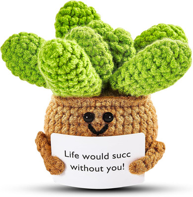 Handmade Emotional Pickle Gift, Cucumber Crochet Doll Inspirational Gifts with C