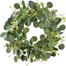 Green Eucalyptus Wreaths 12'' Artificial Spring Summer Eucalyptus Leaf Wreaths w