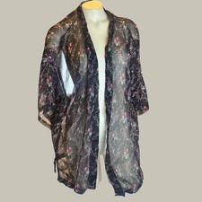Dark Romantic Black Floral Sheer Chiffon Kimono Duster Dark Romantic Boho