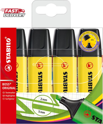 STABILO Highlighter BOSS ORIGINAL - Pack of 4 - Yellow