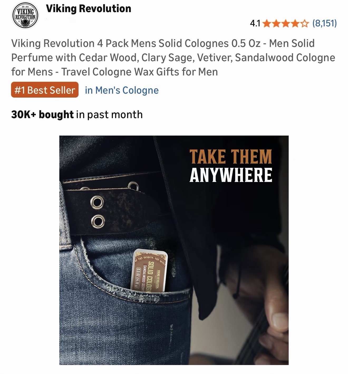 Viking Revolution 4 Pack Mens Solid Colognes Men 0.5 Oz - Men Solid Perfume w...