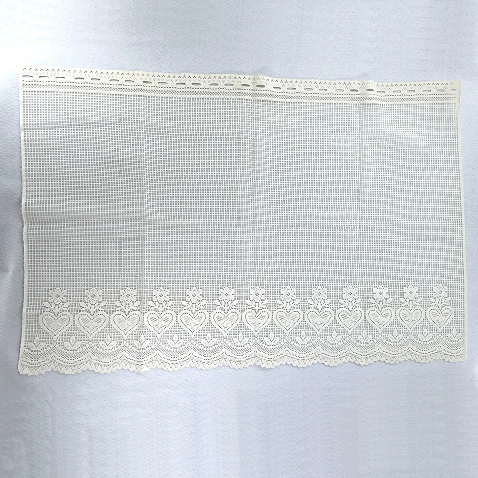 Paneles de cortina cortos de encaje de ganchillo manual vintage cocina 53"X35" Foto 4 de 4