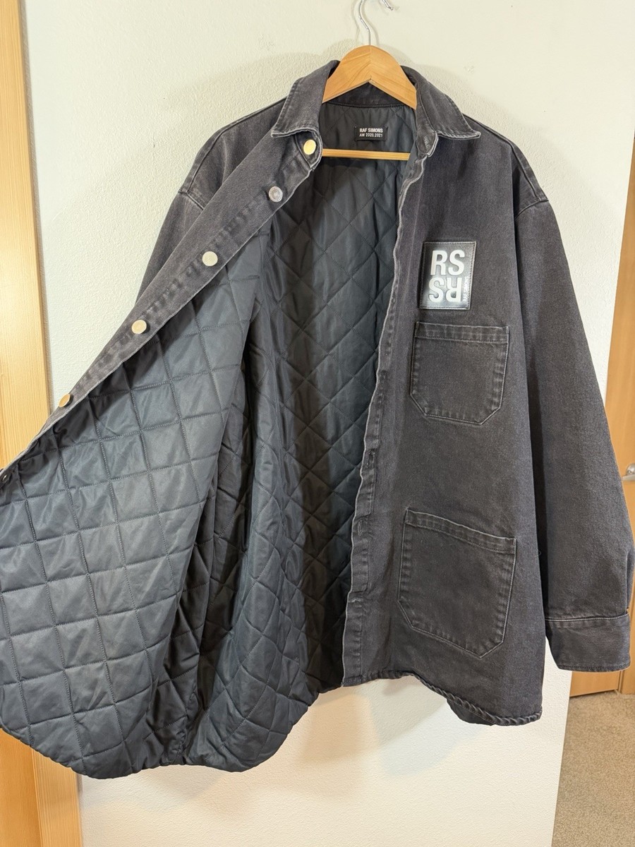 RAF SIMONS Big Fit Padded Denim Shirt AW20/21 Size M Washed Black