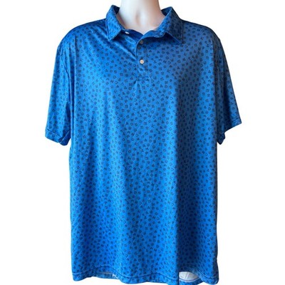 HP Engineering Performance Polo Shirt Blue Printed Short Sleeve Size 2XL