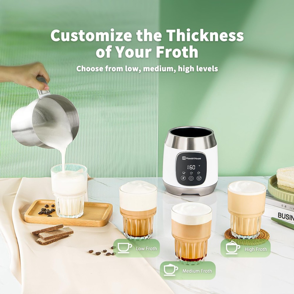 21OZ Milk Frother with Adjustable Temperature and Customizable Froth Thickness