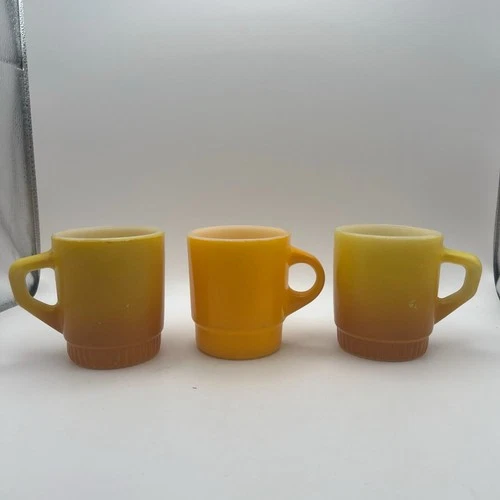 Vintage Fire King Anchor Hocking Oven Proof Coffee Mugs Set Of 3