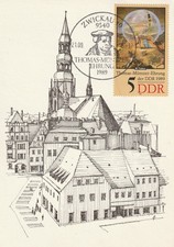 DDR, Sonderkarte "Thomas M&uuml;ntzer Ehrung  Zwickau" r&uuml;ckseitig Druckvermerk selten