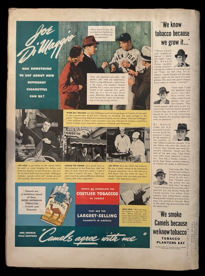 Ted Williams Life Magazine 1938 April 25 Strike! Joe Dimaggio Camel Ad Red Sox - Image 2 of 2